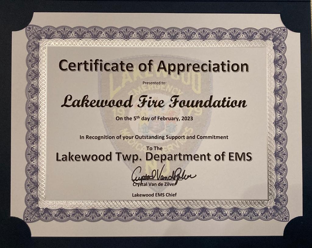 Lakewood Fire Foundation Honored by Lakewood EMS
